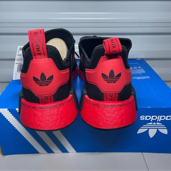 Adidas NMD R1 Black Vivid Red Size 14 HP2971 Men’s Shoes NEW. - Picture 3 of 5